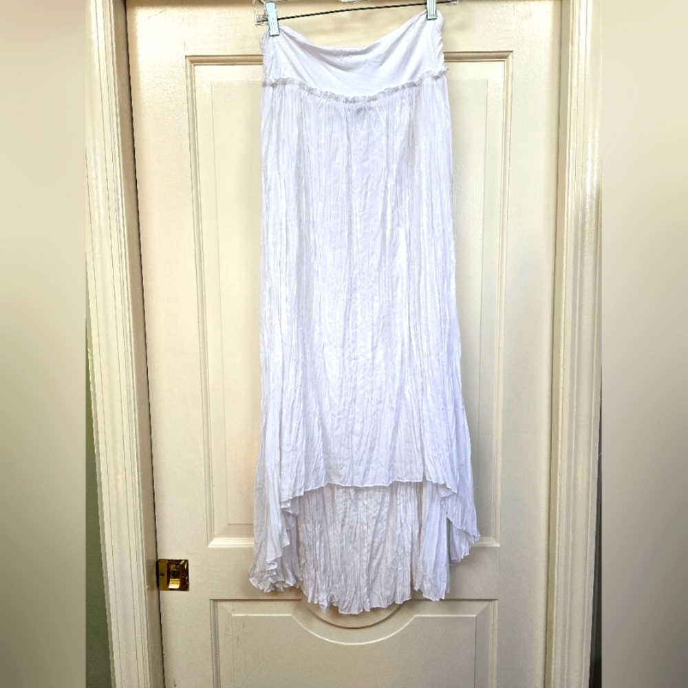 Women's White Flowing Cupio Maxi Skirt- Large